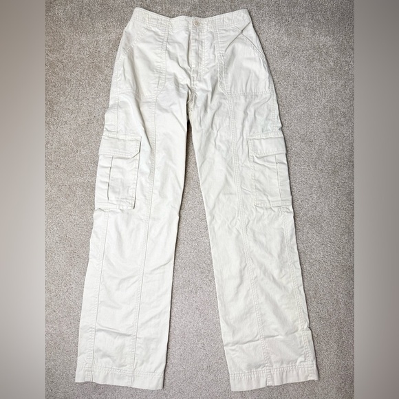 Abercrombie & Fitch Pants - Abercrombie & Fitch Cargo Pants High Waisted Light Beige Relaxed Fit Size 25
